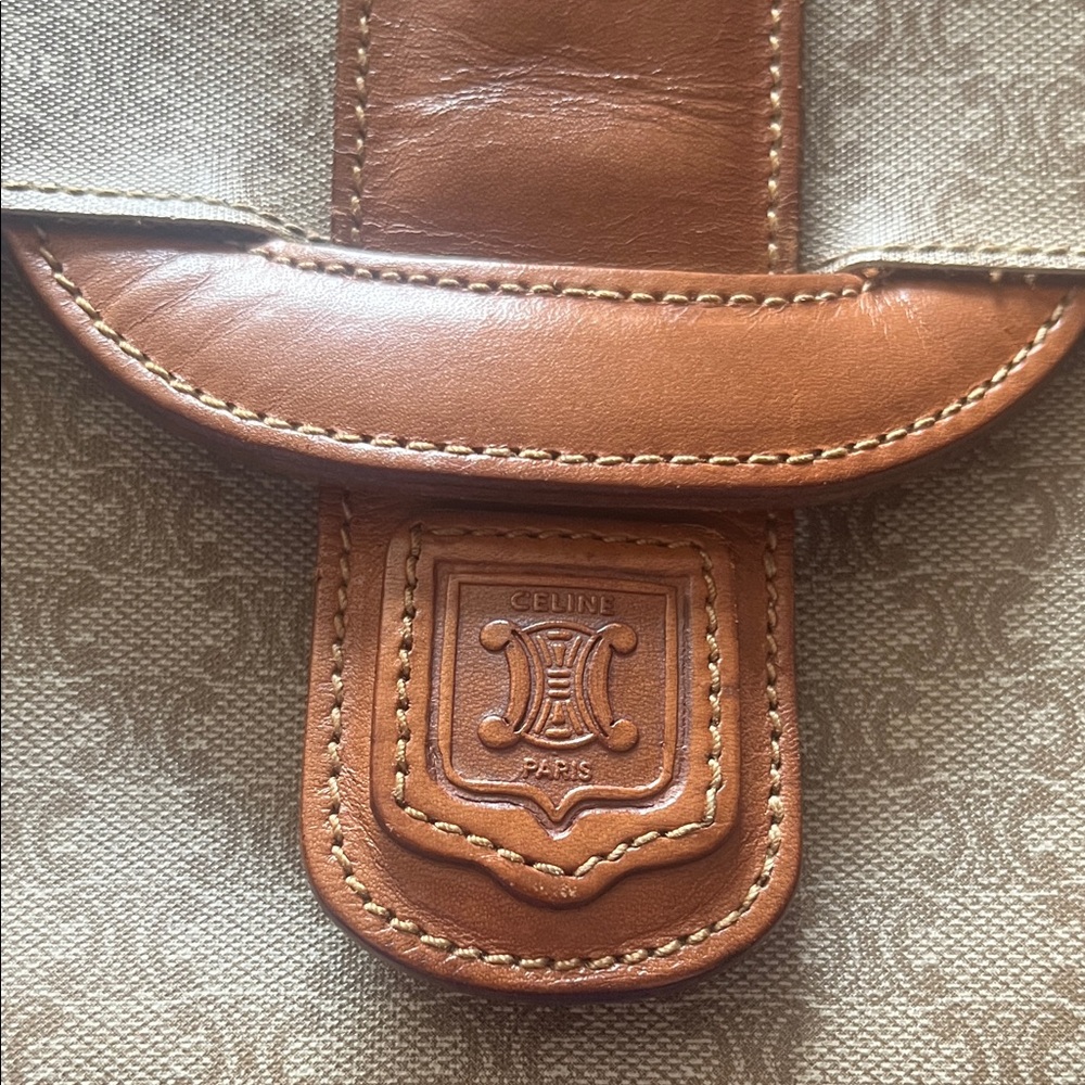 Celine Paris Beige and Caramel Clutch with Pearl Strap - Picture 3 of 11